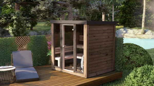 Indoor outdoor sauna middle